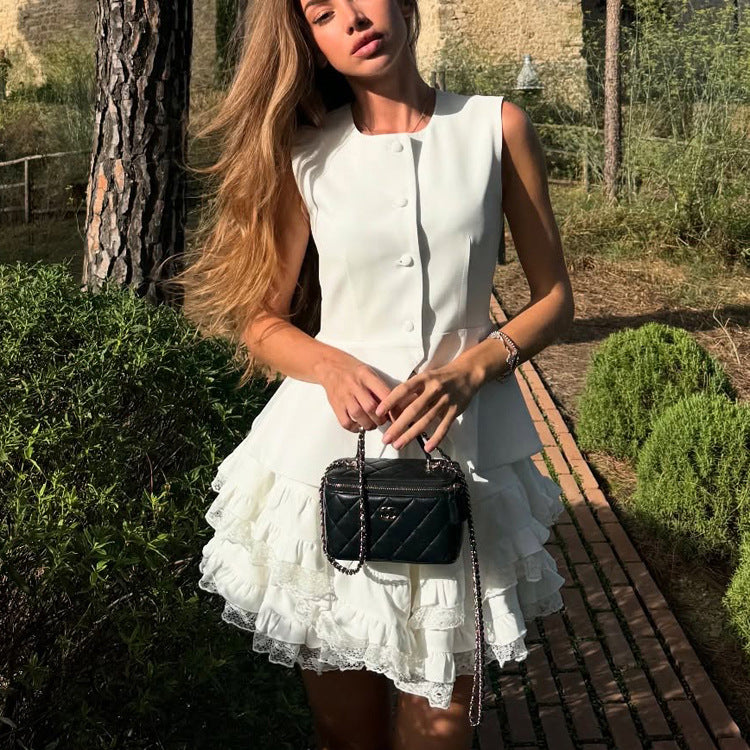 Womens Two Piece Set | Sleeveless Waistcoat & High Waist Bubble Skirt | noémi