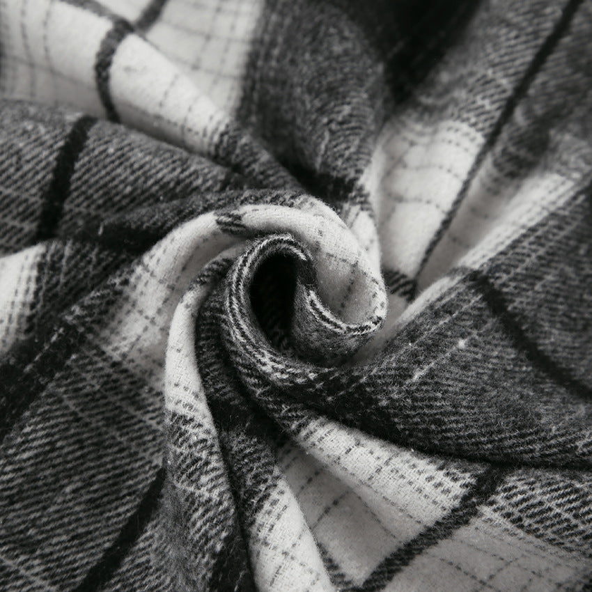 Retro Classic Plaid Shirt | Black White Checkered Long Sleeve Top for Women | noémi