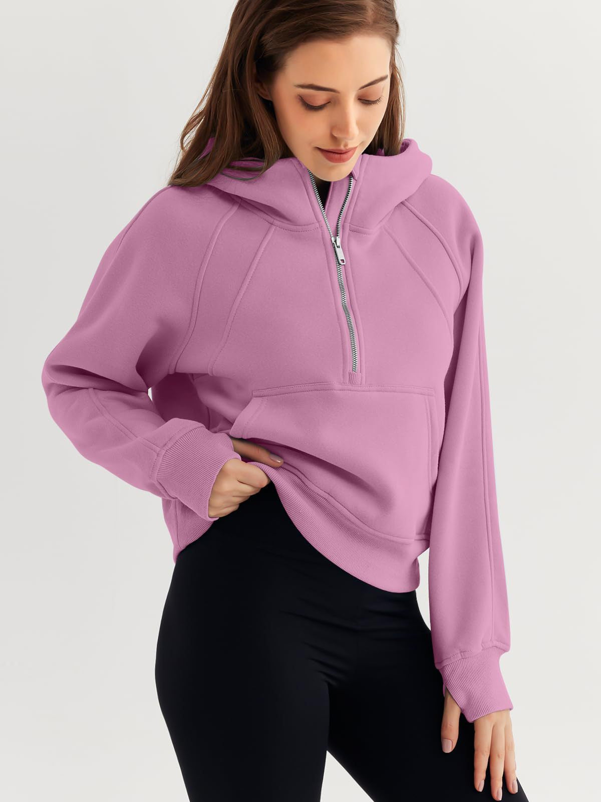 Half Zip Pullover Hoodie | Fleece Scuba Sweater for Women | noémi