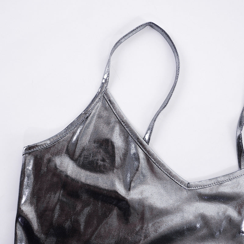 Womens Metallic Sling Mid Length Swing Dress | noémi