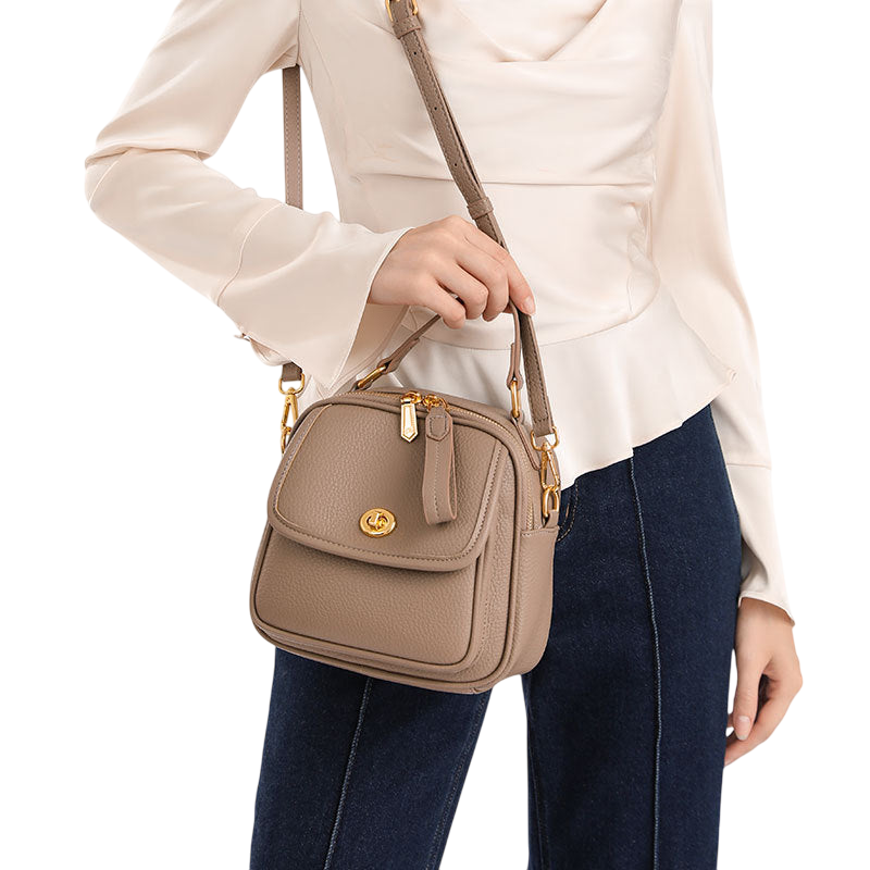 Elephant Gray Soft Leather Messenger Bag – Spacious Office Crossbody | noémi