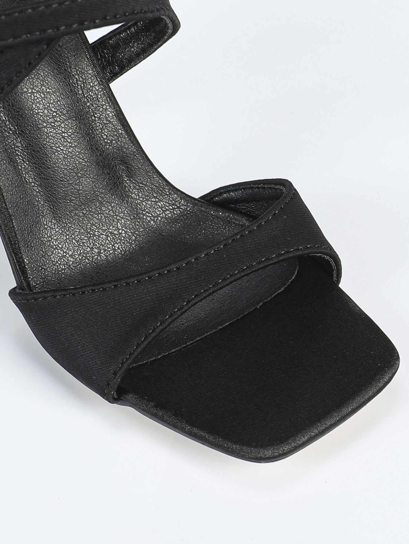 Stiletto Sandals | Square Toe, Lycra, 9cm Crystal Heel, Back Strap | noémi