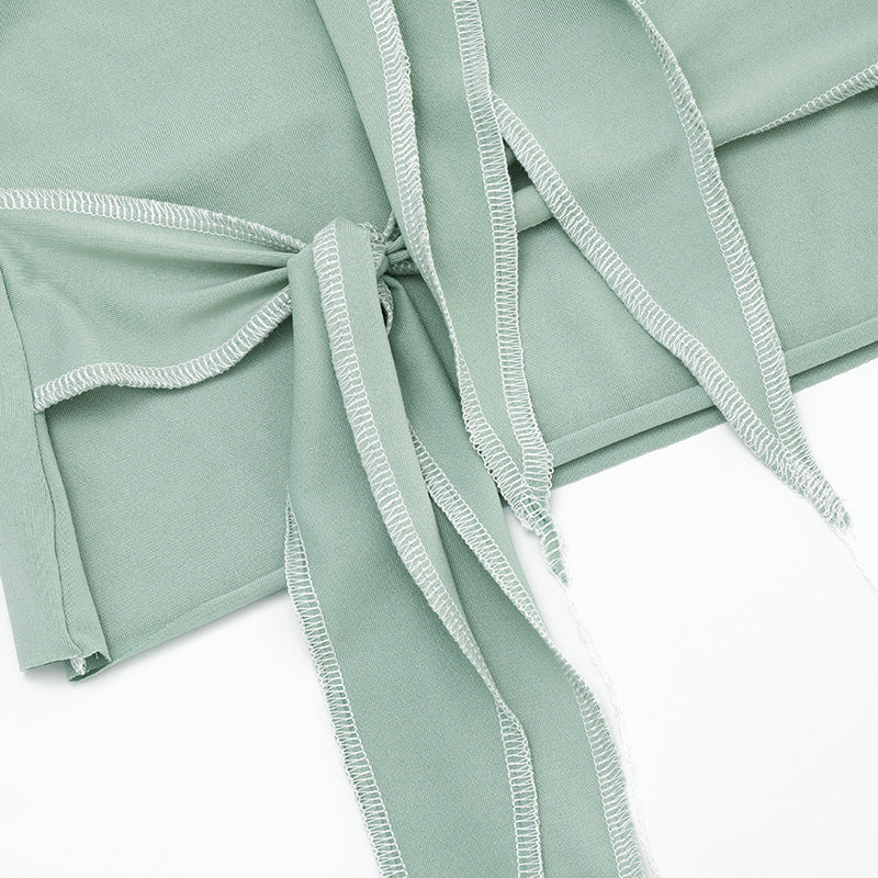 Strapless Tie Front Tube Top | Ruched Bustier in Soft Stretch Fabric | noémi