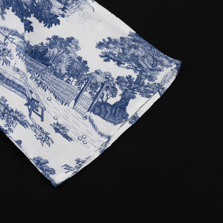 Two Piece Set | Womens Printed Polo Collar Top & Shorts with Lace Up Detail | noémi