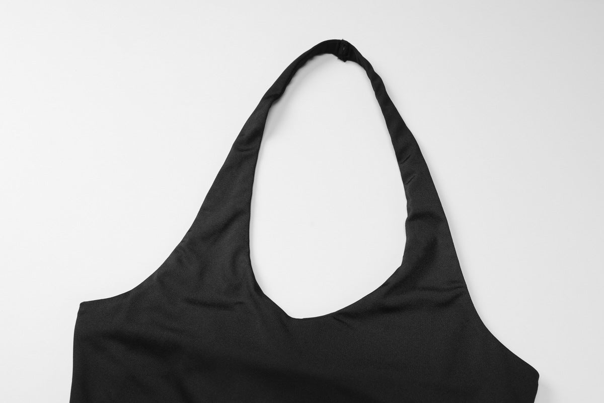 Sleek Halter Dress | Backless, Ribbon Tie & Bold Style | noémi