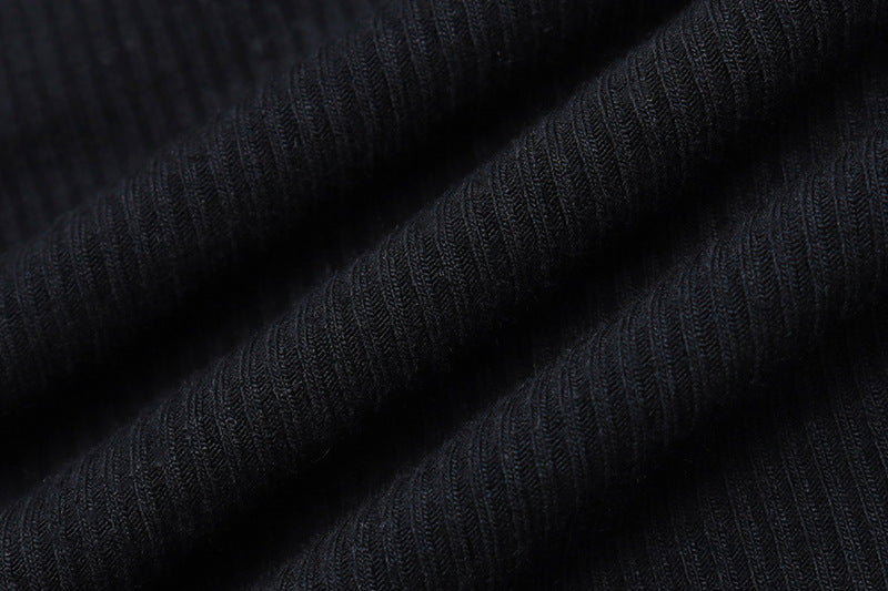 Ruched Stretch Camisole | Black Ribbed Tank with Adjustable Spaghetti Straps | noémi