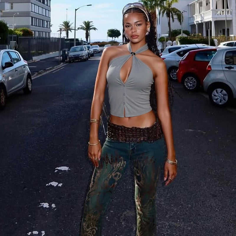 Womens Backless Halter Top | Hollow Out Cutout Slim Fit Vest | noémi