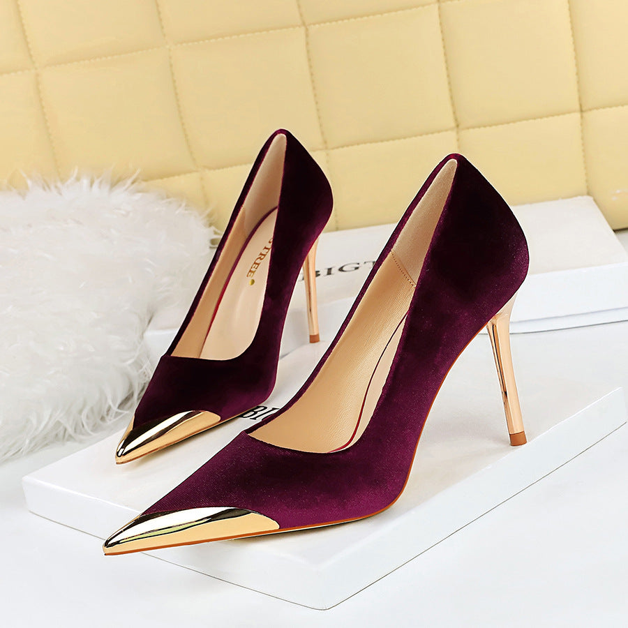 Cocktail Velvet Heels | Gold-Tipped Pointed Toe | Luxe Stilettos | noémi