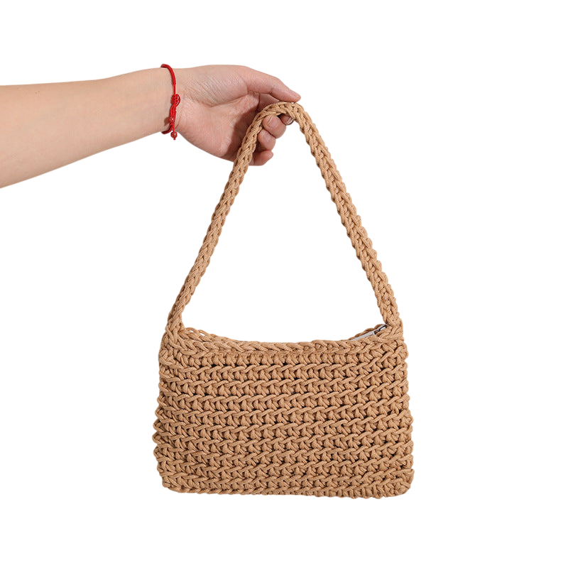 Cotton Thread One-Shoulder Coffee