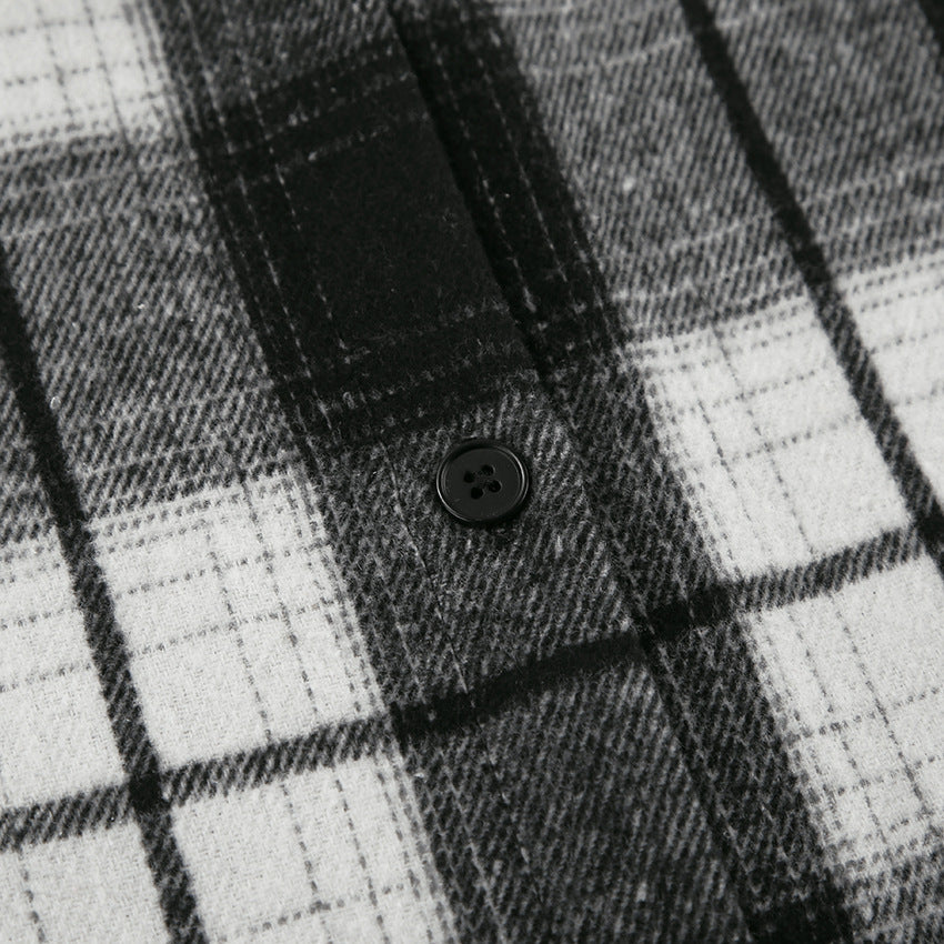 Retro Classic Plaid Shirt | Black White Checkered Long Sleeve Top for Women | noémi