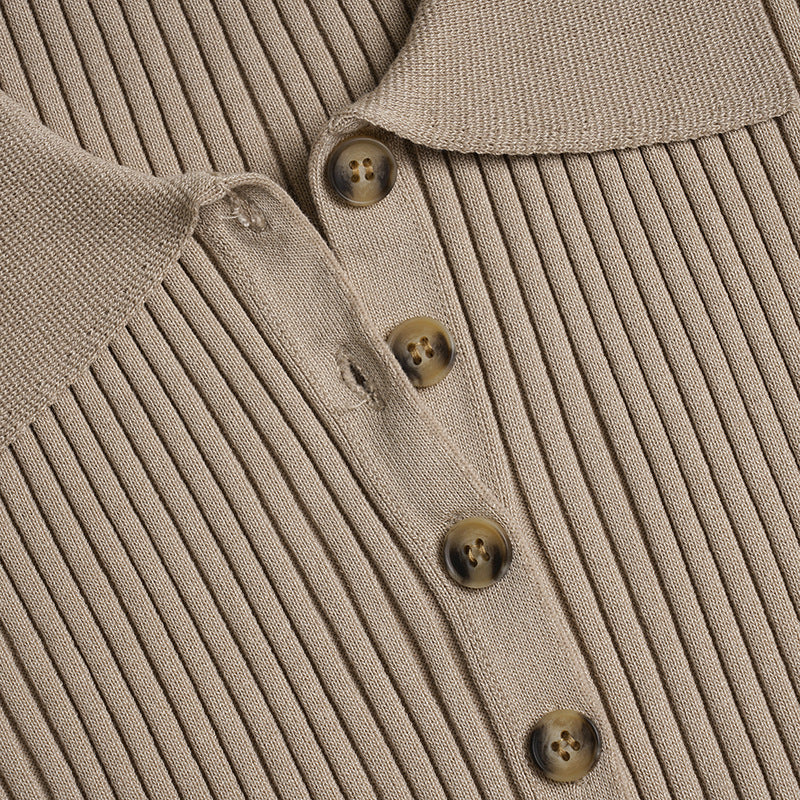 Ribbed V Neck Cardigan for Women | Slim Fit, Wool Blend, Button Down Long Sleeve Top | noémi