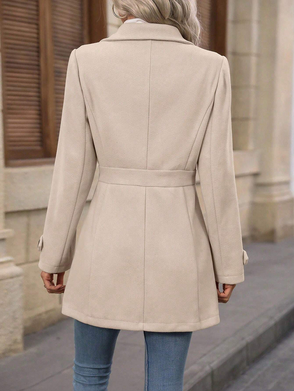 Wool Blend Trench Coat for Women | Slim Fit, Double Breasted | noémi