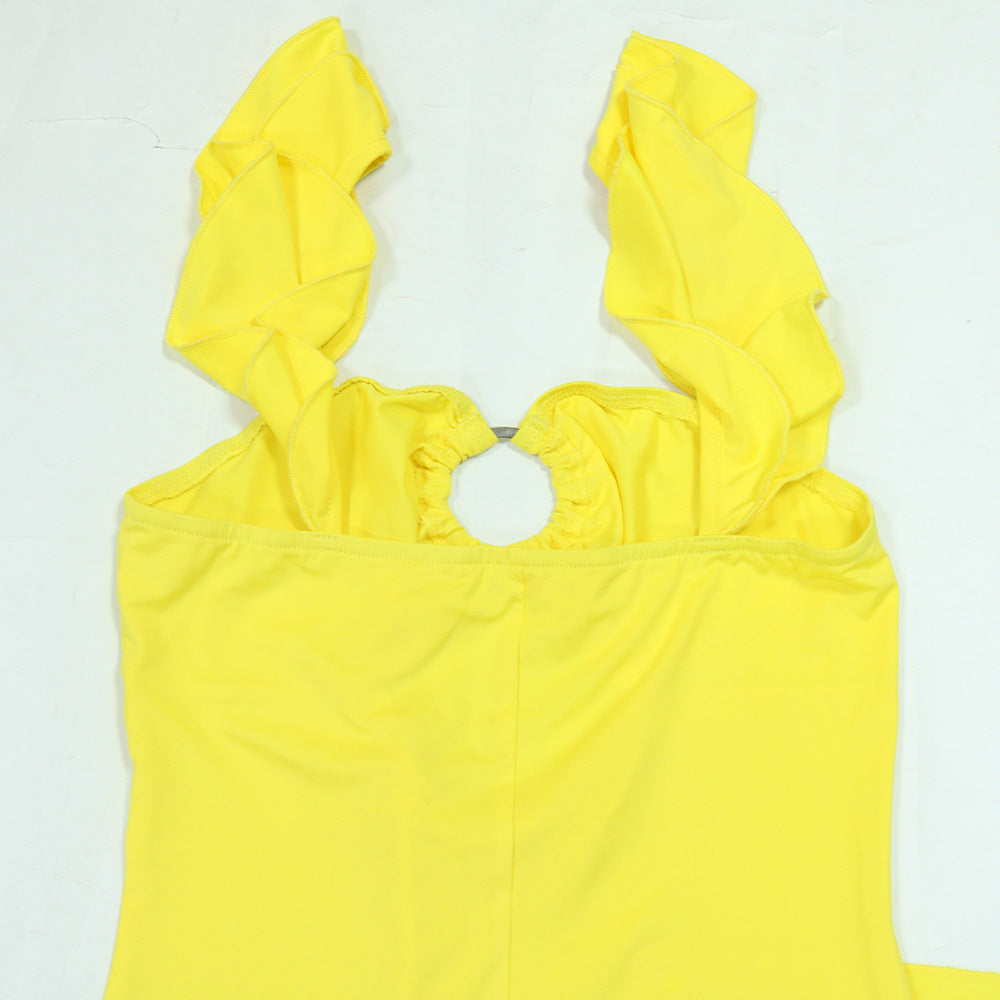 Yellow Cutout Camisole Dress with High Slit | Maxi Dress for Women | noémi