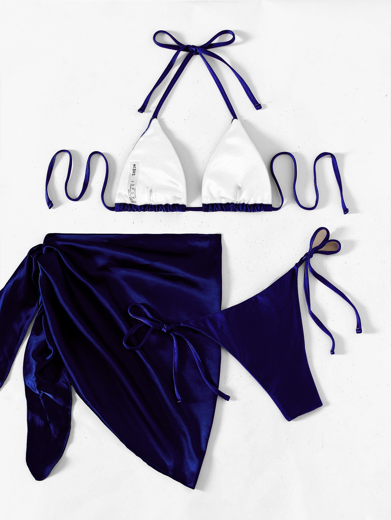 Blue Satin Three Piece Bikini Set | noémi