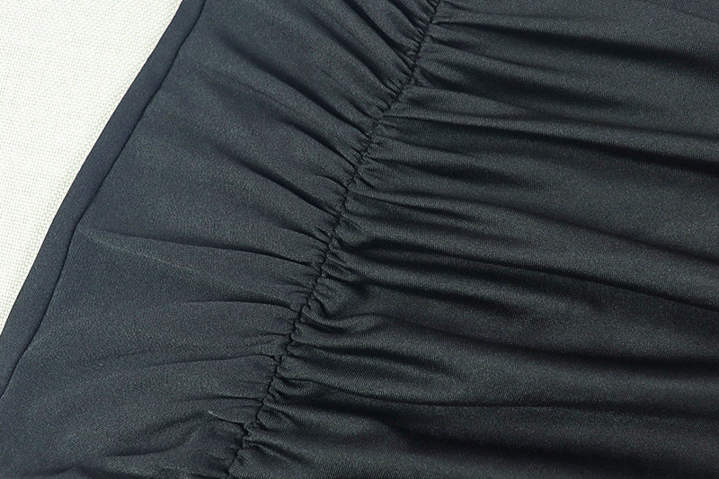 Black One Shoulder Ruffle Halter Gown | High Slit Dress | noémi