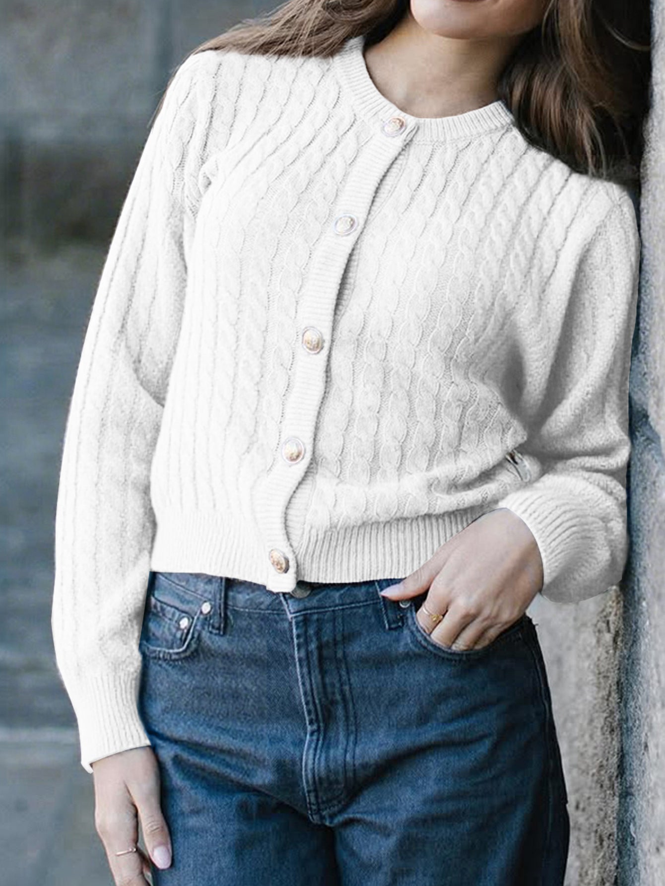 Womens Knit Cardigan Sweater | Cozy Cable Knit, Button Front | noémi