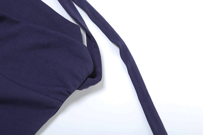 Womens Slim Fit Tube Top Puffy Dress with Halter Lace Up Back | noémi