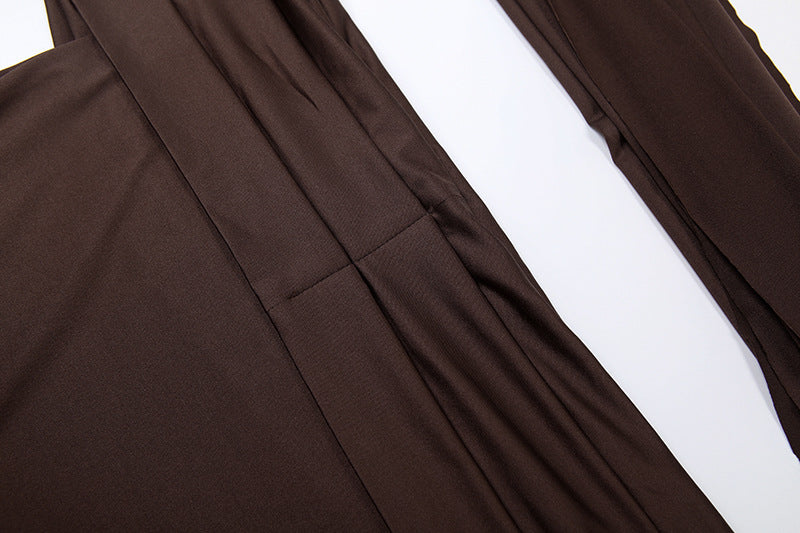 WomensSlim Fit Off Shoulder Dress with Scarf Collar and Backless Split | noémi