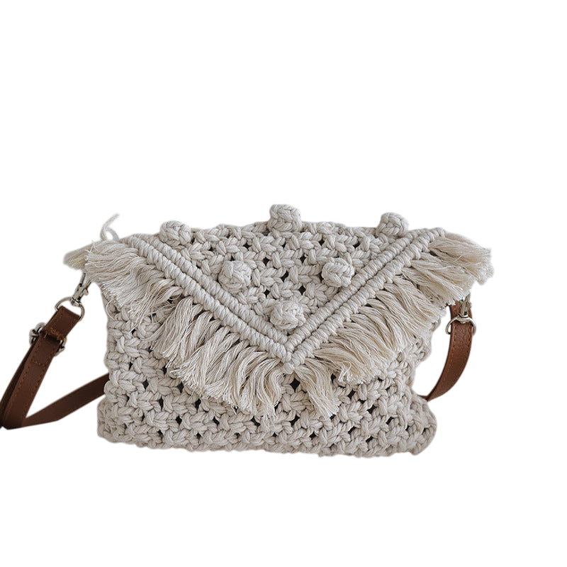 Cotton Thread Beanie Tassel Rice