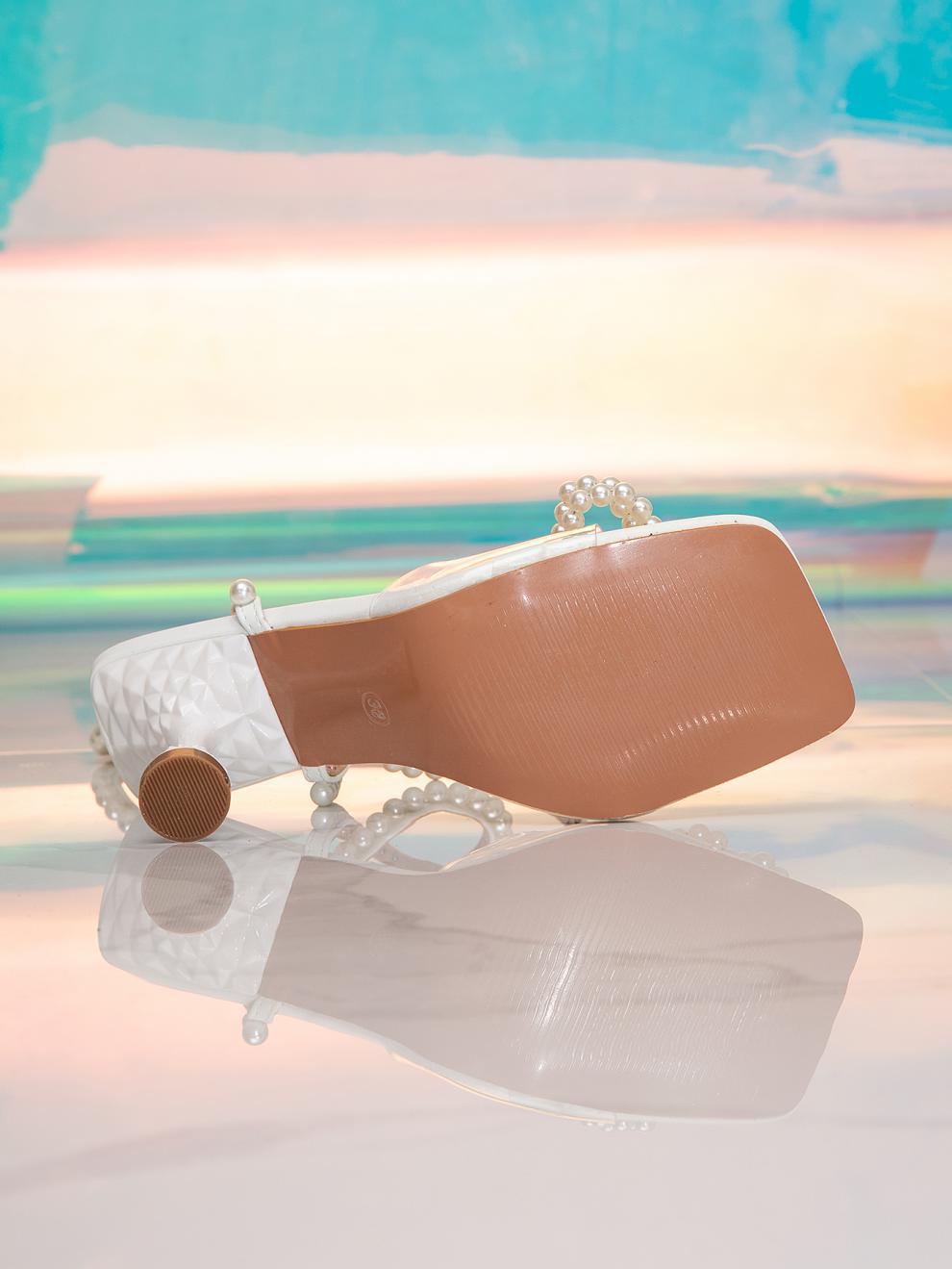 Bow Pearl High Heel Sandals | Square Toe Heels for Women | noémi