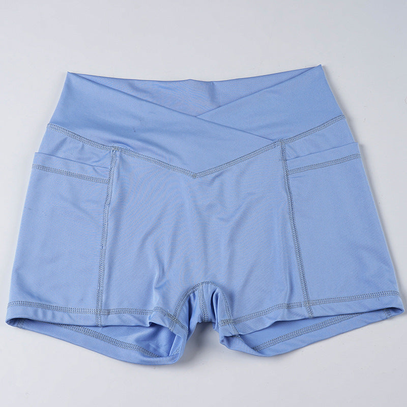 Faux Two Piece Contrast Sports Set | Womens V Waist Shorts & Racerback Bra | noémi