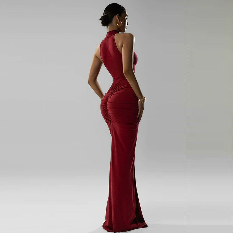 Pleated Sleeveless Maxi Dress | Back Zipper | noémi