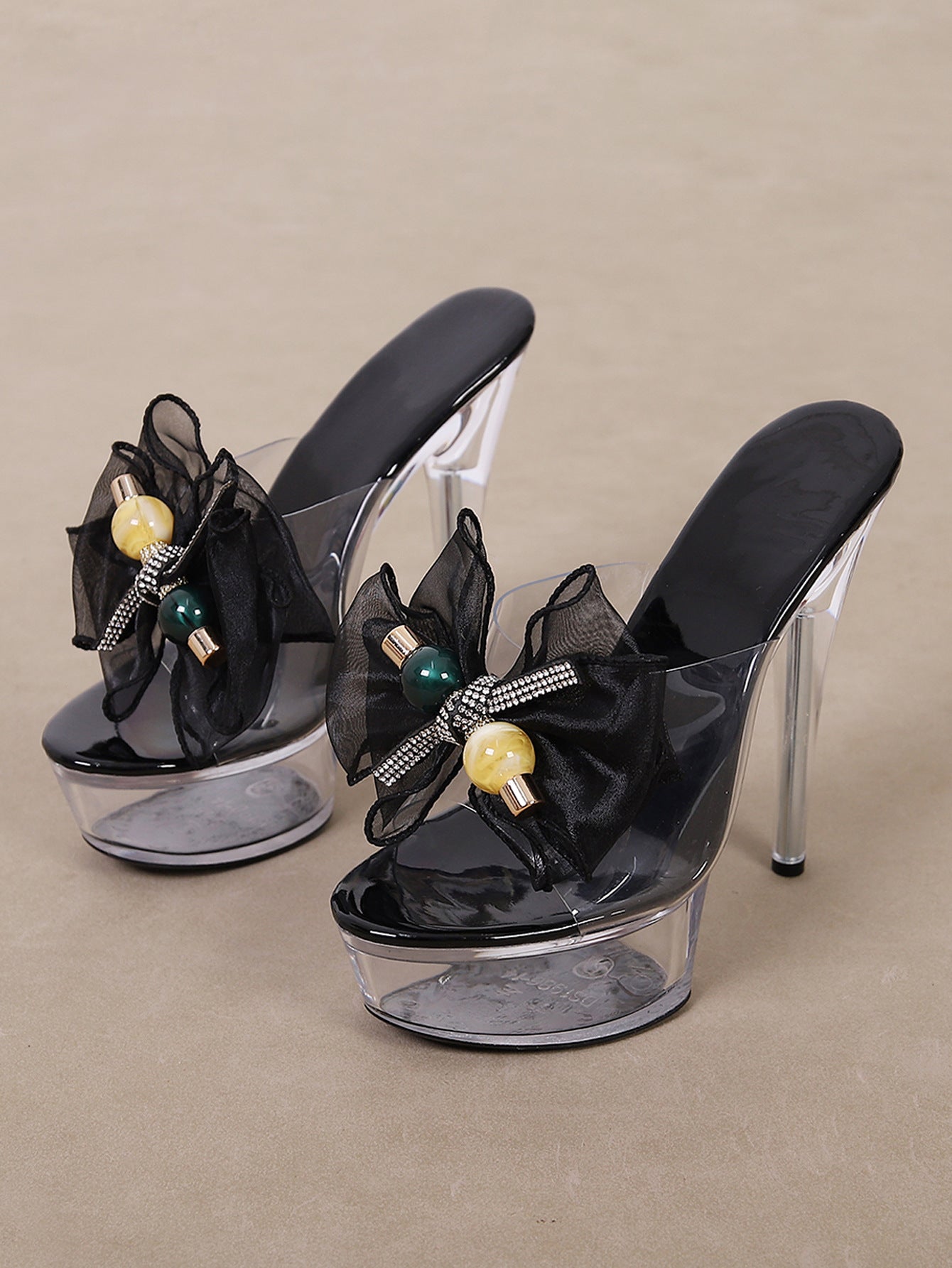 Crystal Clear High Heel Sandals | Transparent | noémi
