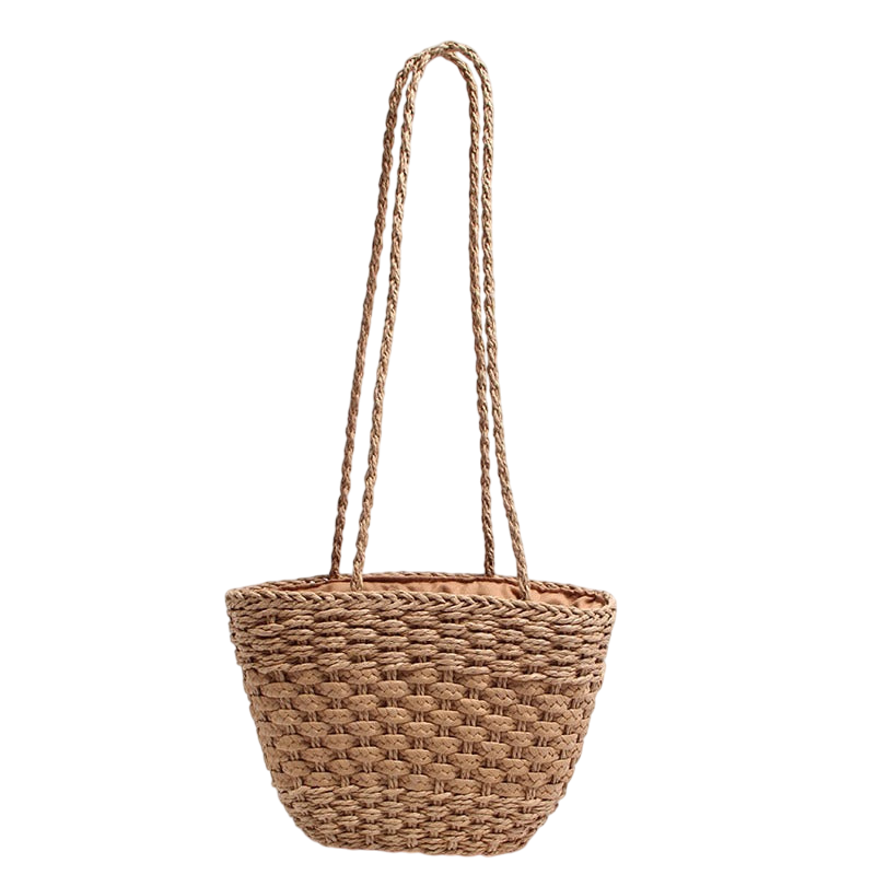 Handmade Straw Shoulder Bag – Woven Boho Beach Tote | noémi