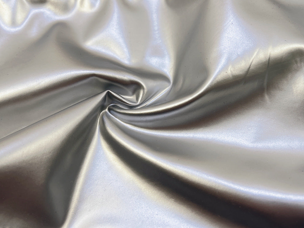 Metallic Faux Leather Corset Top | Silver ZipUp Boned Tube Top with Off Shoulder Detail | noémi