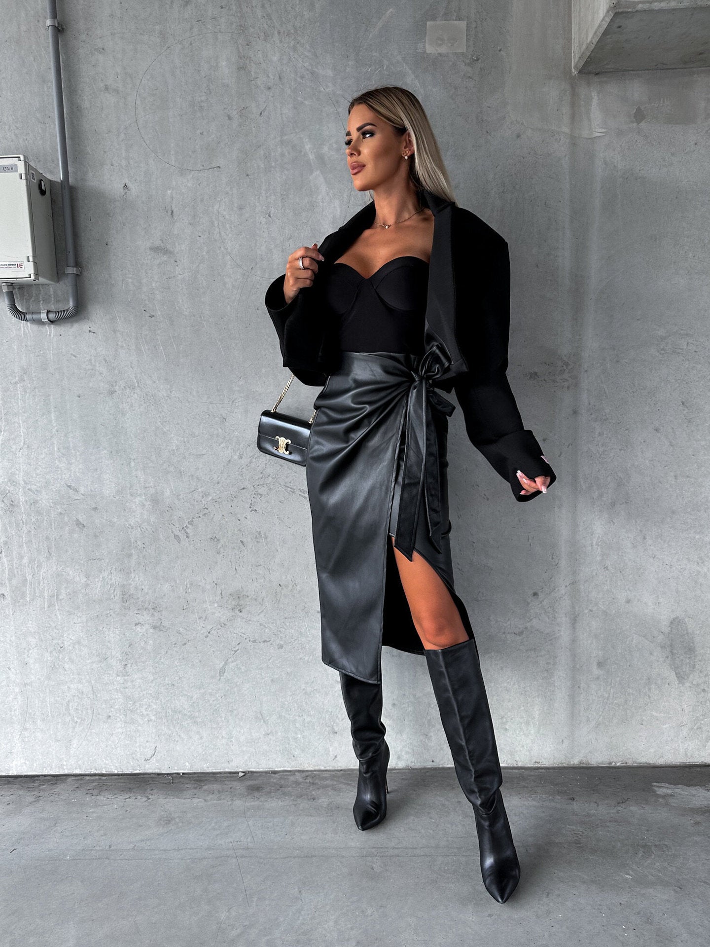 Women’s Leather Skirt | High Waist Split LaceUp Punk | noémi