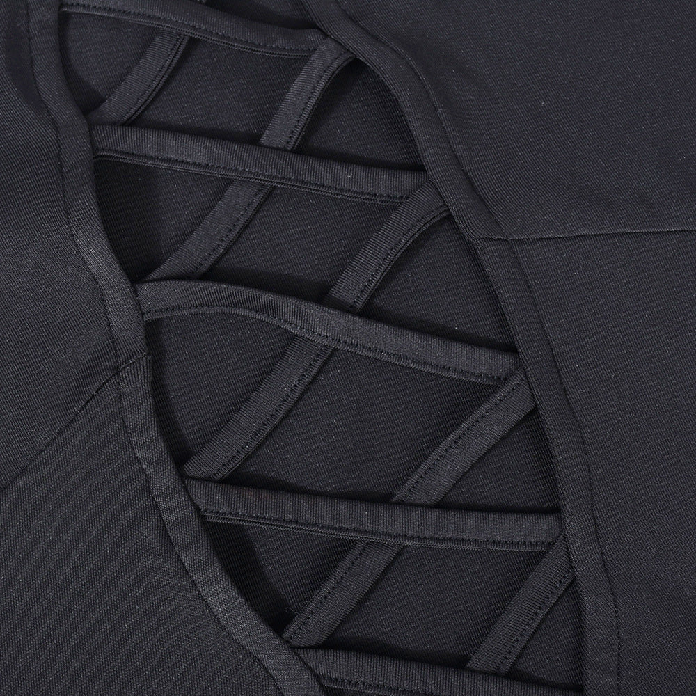 Womens Sleeveless Drawstring Cutout Dress with Ribbon Detail | noémi