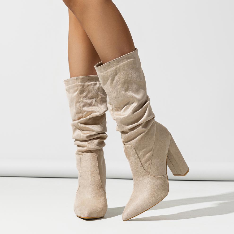Women’s Chunky Heel High Heel Boots | Pointed Toe Winter SlipOn Boots | noémi