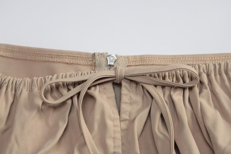 Solid Color Patchwork Backless Pleated Zipper Short Sleeve Top | noémi