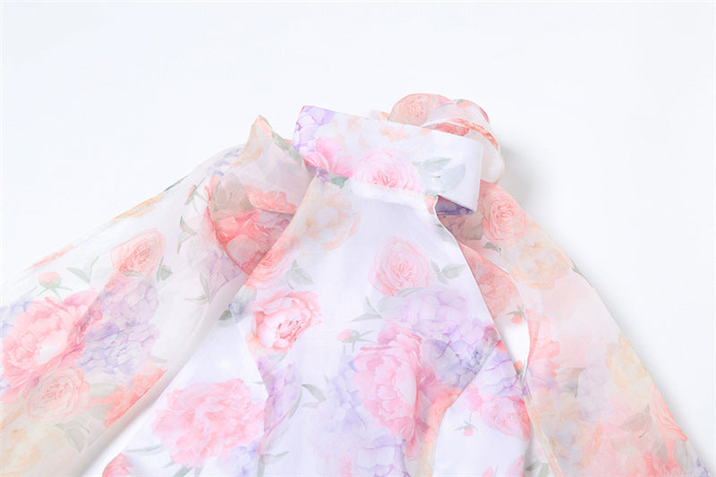 Backless Halter Mini Dress | Slim Fit Floral Print | noémi