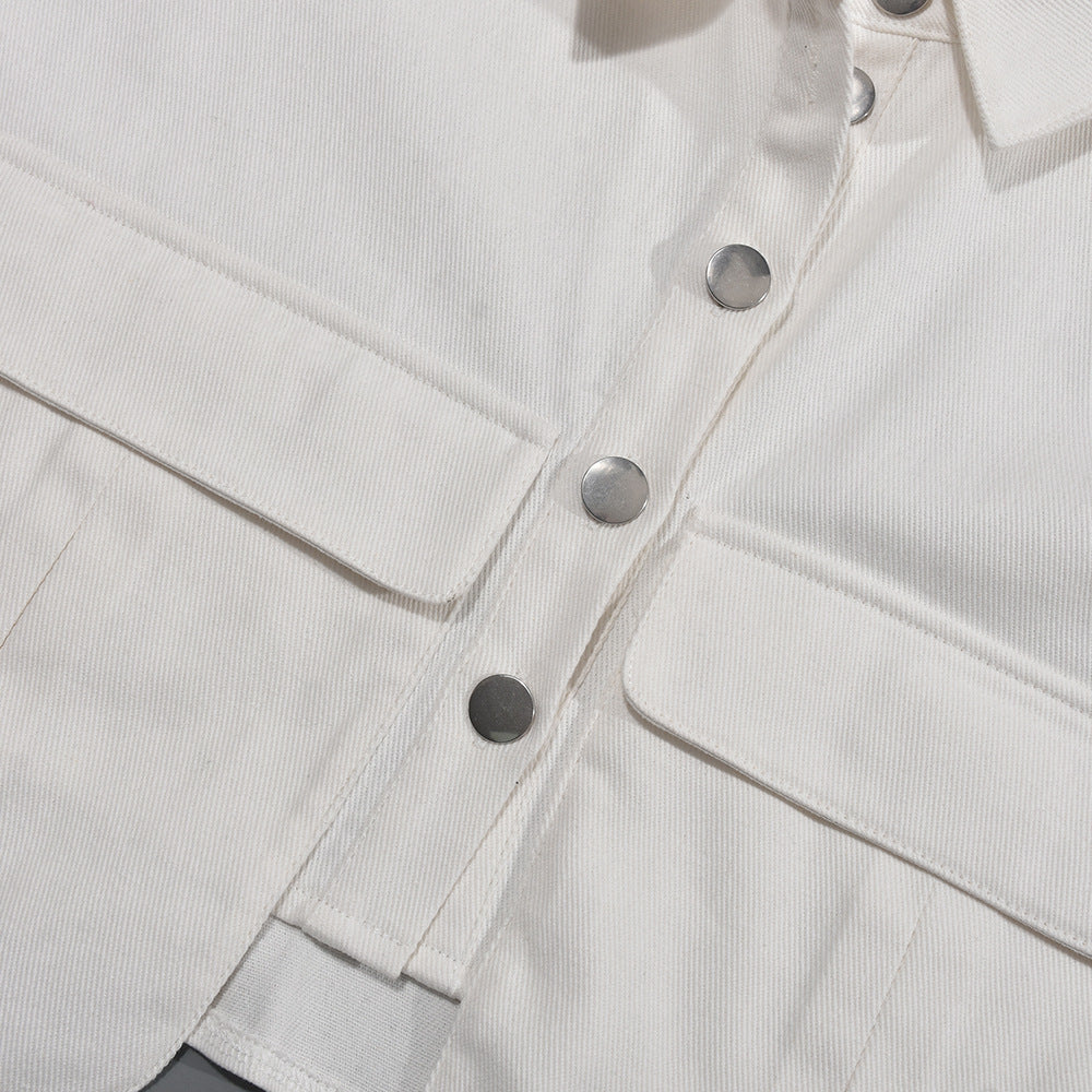 Ultra Short Avant Garde Jacket with Shirt Collar Pocket Detail | noémi