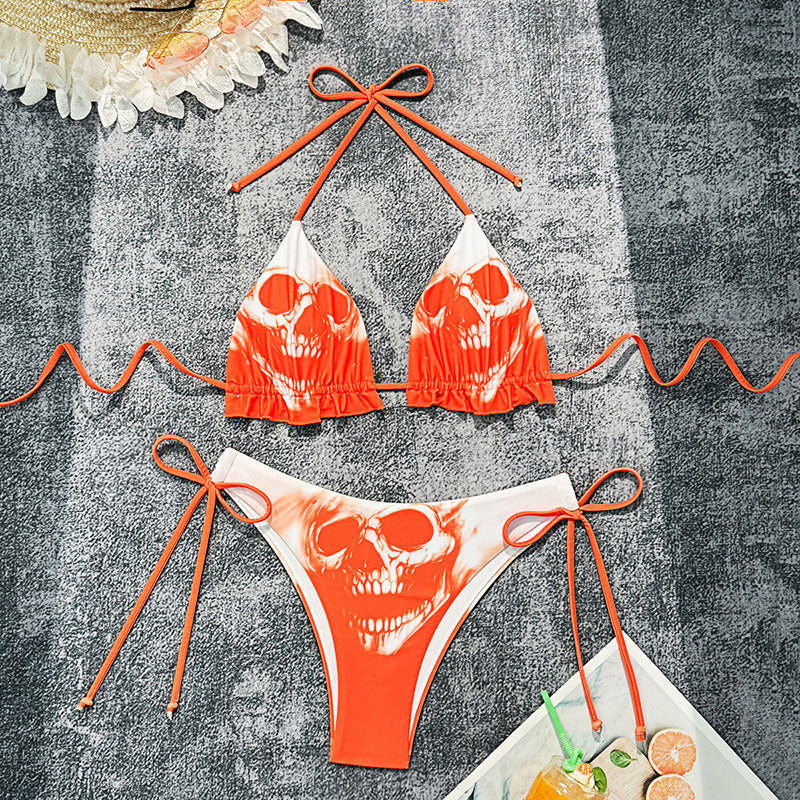 Printed Lace Up Split Bikini Swimsuit for Women Beachwear | noémi