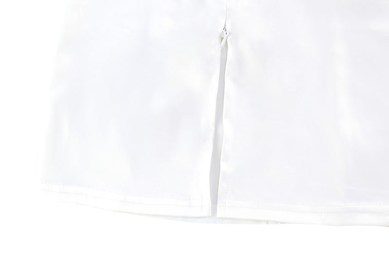 Slim Fit Satin Mini Dress | Cape Sleeve | noémi