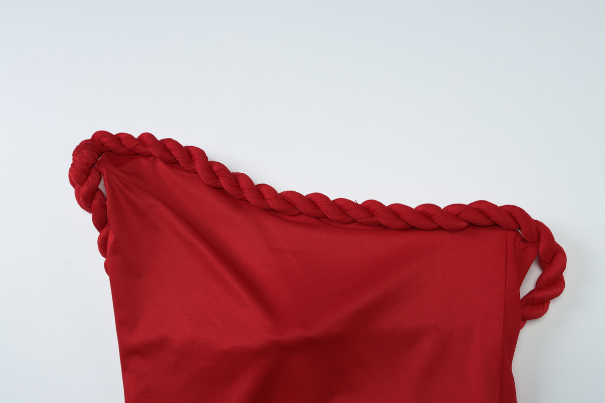 Backless One Shoulder Pleated Mini Dress | Twist Detail, Hip Hugging Fit | noémi