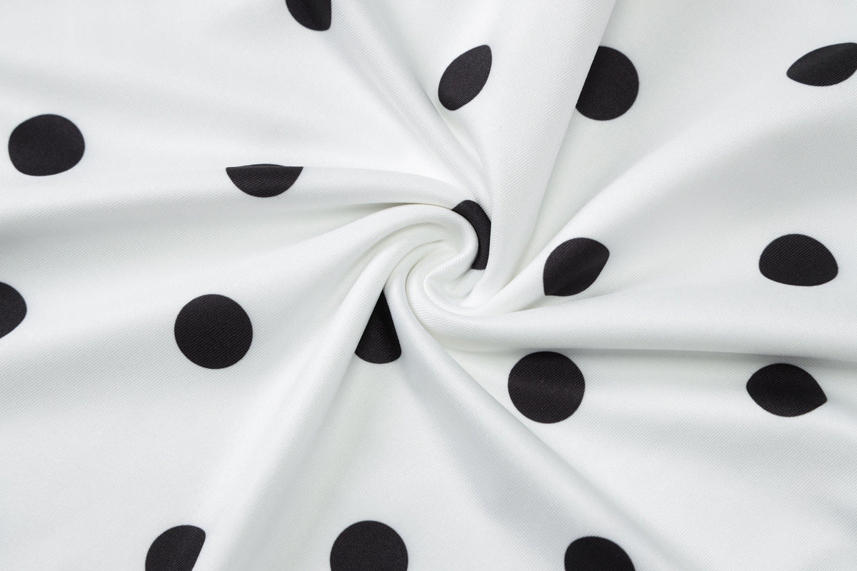 Women's Summer Halter Polka Dot Dress | Backless, Ribbon Tie, Elegant Midi | noémi