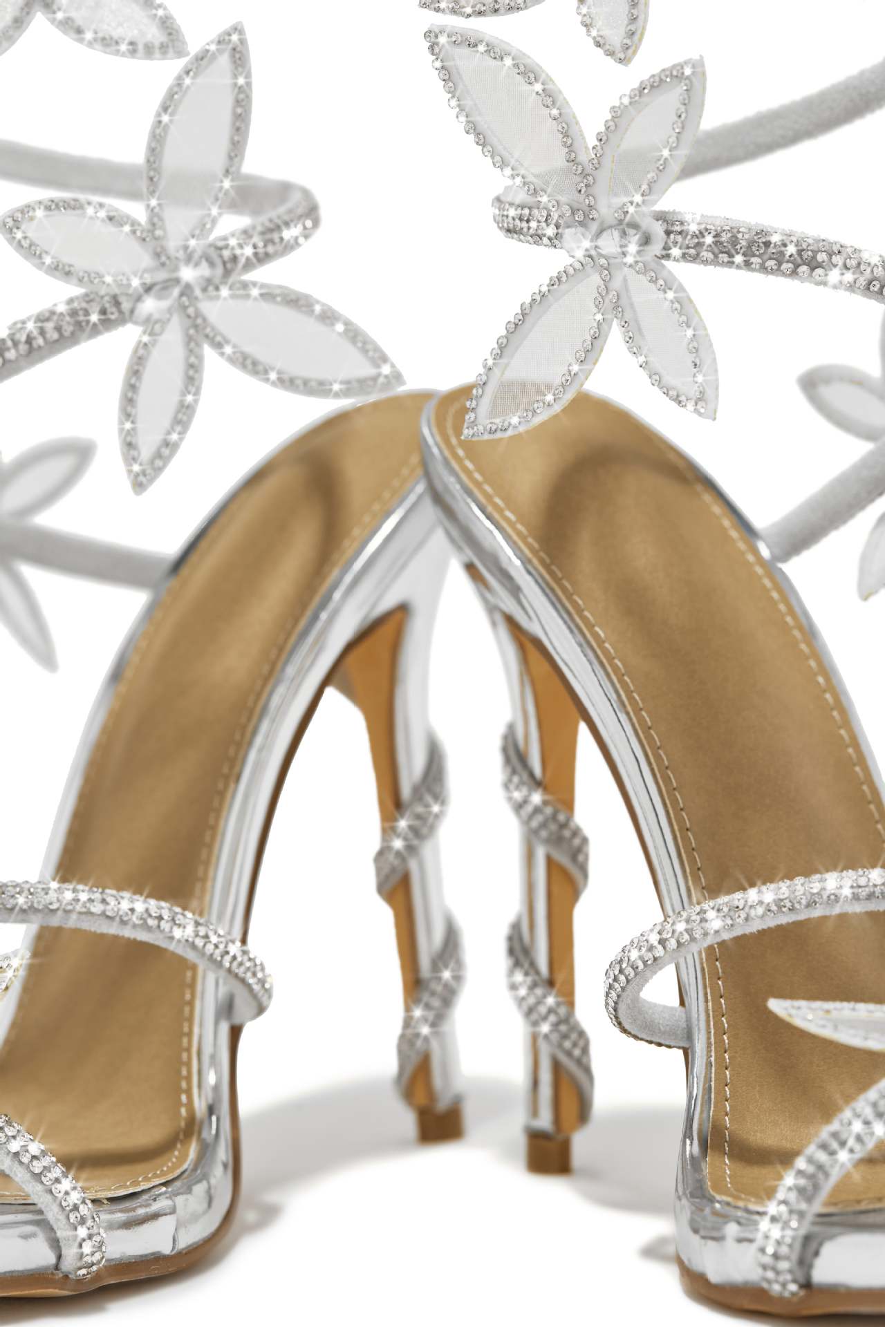 Butterfly Lace Up Heels | Crystal Embellished, Stiletto Sandals | noémi