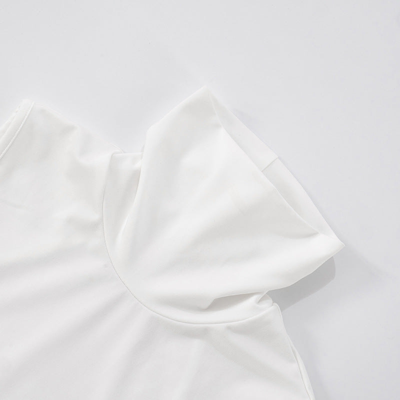 Backless Turtleneck Sleeveless Top | White Summer Halter Style | noémi
