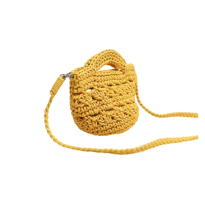 Colored Crossbody Cotton Thread Yellow without Lining