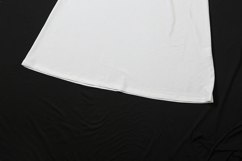 White Cutout Tube Dress | Scarf Collar, High-Slit, Slim Fit Summer Gown | noémi