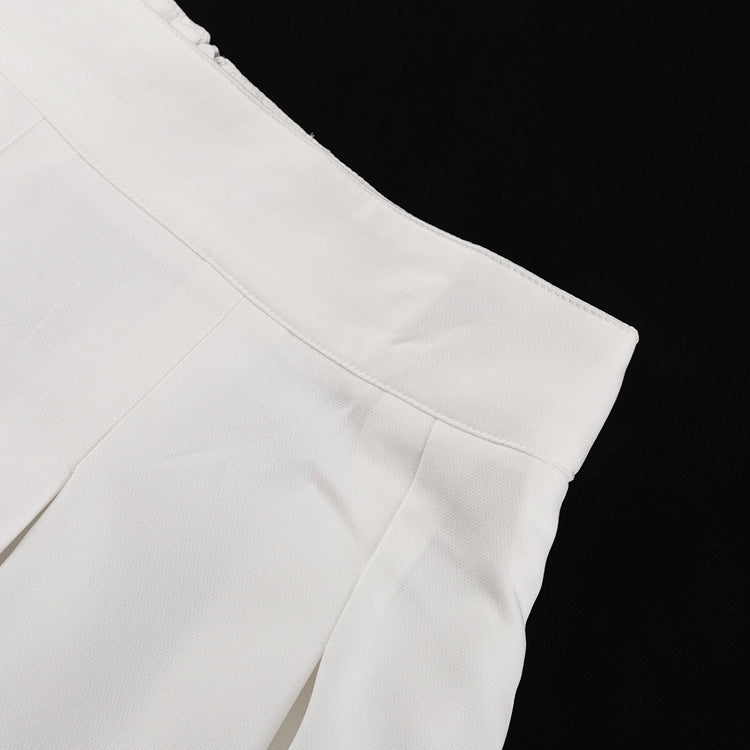 White Halter Crop Top & Pleated Maxi Skirt | Two Piece Set, Backless, Tie Back | noémi