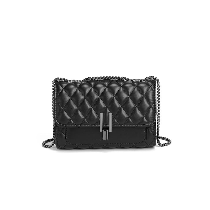 White Rhombus Embroidered Square Bag – Small Crossbody Chain Tote | noémi