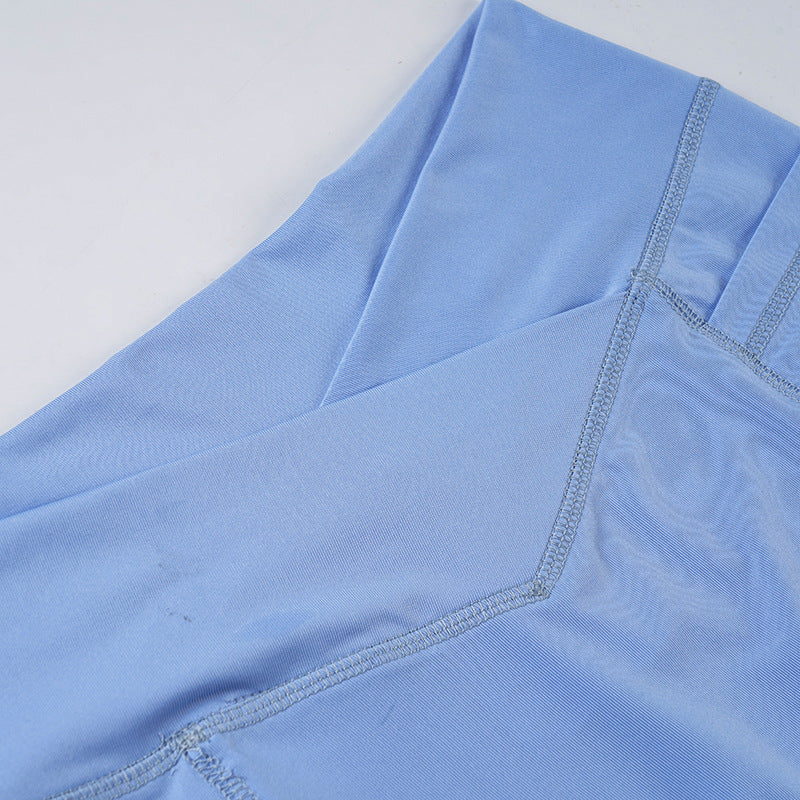 Faux Two Piece Contrast Sports Set | Womens V Waist Shorts & Racerback Bra | noémi