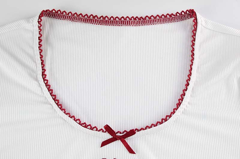 Two Piece Set | Bow Accent Ribbed Crop Top & Shorts | noémi