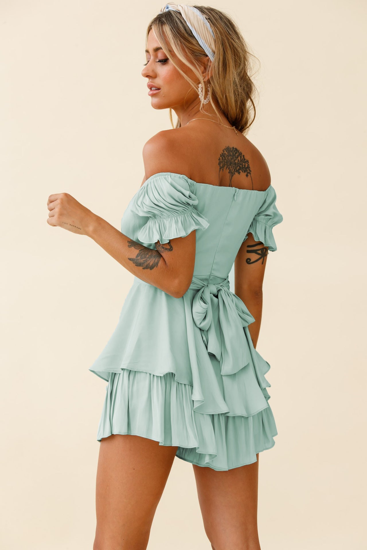 Off Shoulder Ruffle Sleeve Romper | OnePiece | noémi