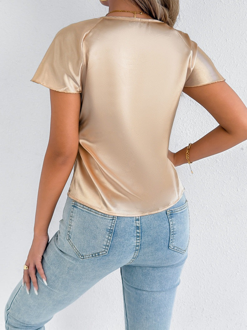 High End Satin Silk T Shirt for Women | Short Sleeve Silk Top | noémi