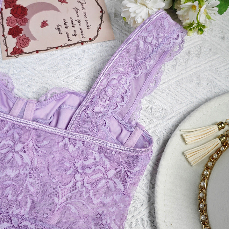 Lace Embroidered Hollow Out Vest with Steel Ring and Beauty Back Sling | noémi